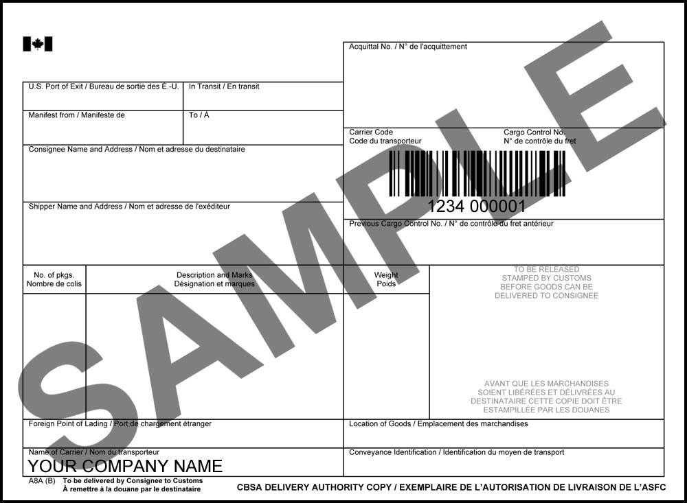 A8A Cargo Control Document - Barcoded - Click Image to Close
