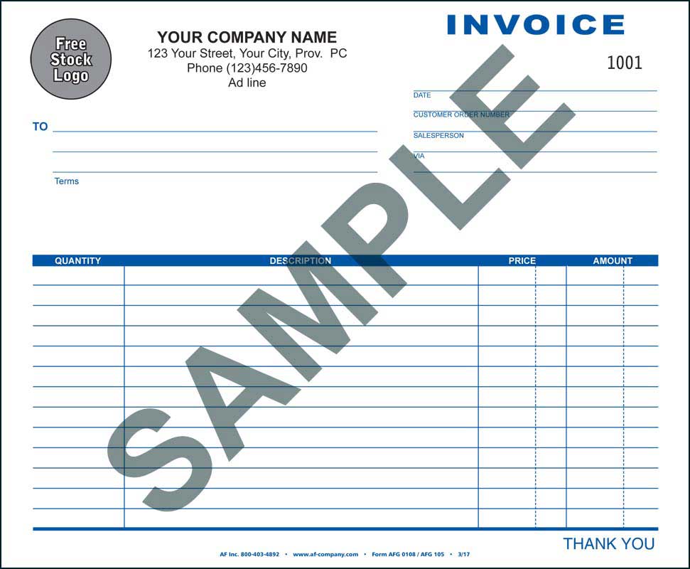 Generic Invoice, 2 Copy - PERSONALIZED - Click Image to Close