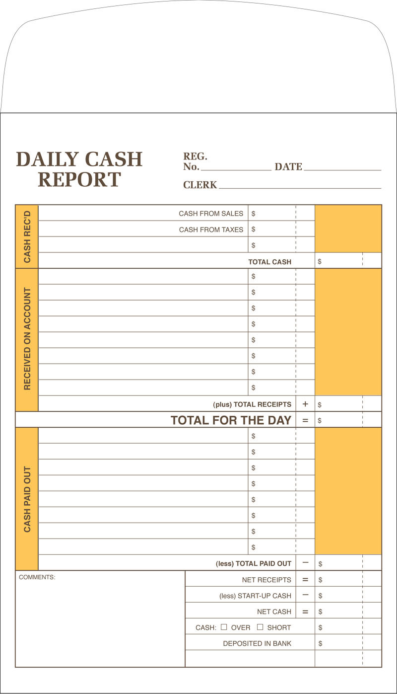 Daily Cash Report Envelope - Click Image to Close