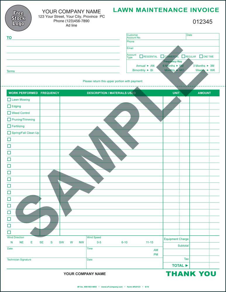 Lawn Maintenance Invoice - PERSONALIZED - Click Image to Close