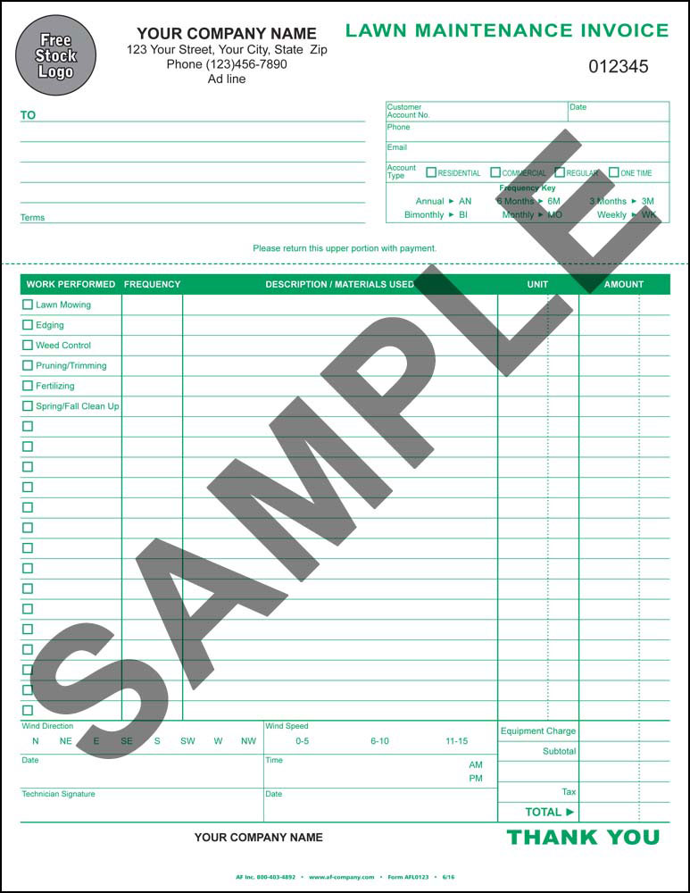 Lawn Maintenance Invoice - PERSONALIZED - Click Image to Close