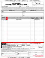 Straight Bill of Lading, 11" - 3 copy PERSONALIZED